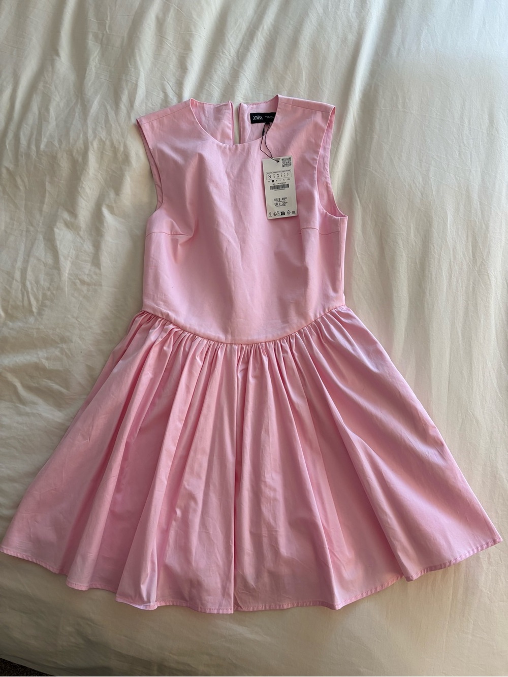 ZARA Light Pink Sleeveless Gathered Waist Dress